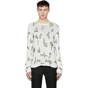 Saint Laurent Men’s Small Cashmere Knit Distressed Sweater Stitched Holes